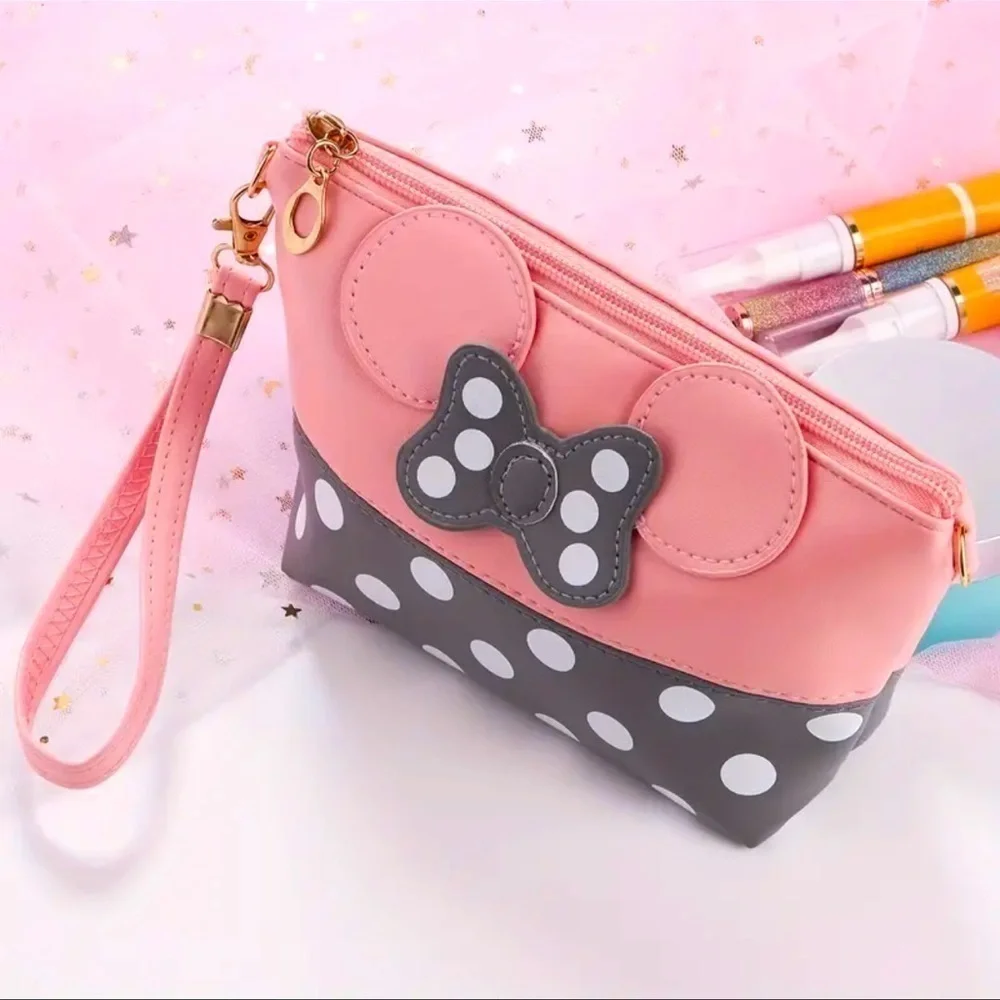 Pink Minnie Mouse Ear Inspired Cosmetic Bag